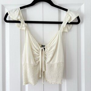 Wild Fable Off White Ruffle Tank Top